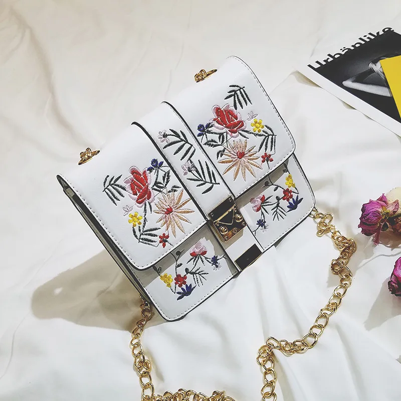 2017 Новая мода Белый Черный Вышивка Для женщин сумка из искусственной кожи