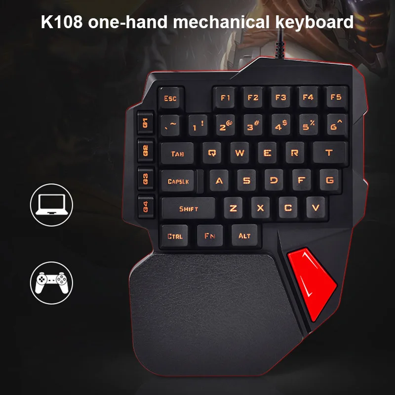 Проводная игровая клавиатура с одной рукой 38 клавиш мини для Dota OW PUBG