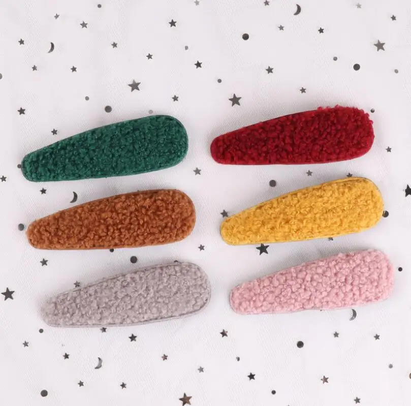 9 см macaroon шерсть заколка для волос Детские волосы для девочек заколка для детей и мам зимние аксессуары для волос головной убор 6 шт./лот