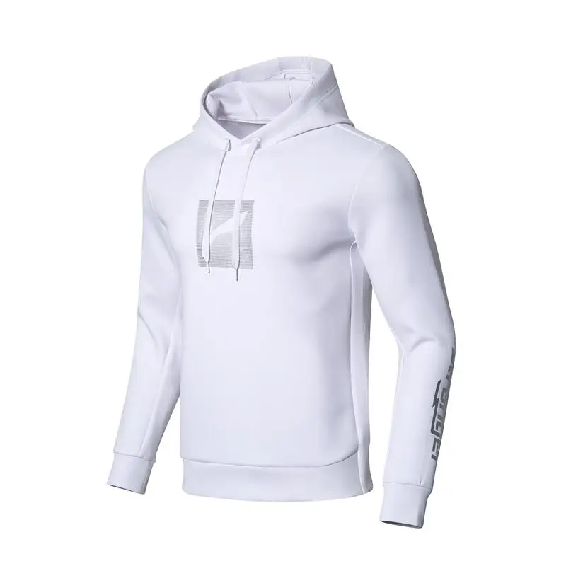 Li-Ning Мужская Спортивная толстовка с капюшоном, обычная посадка, 92% полиэстер, 8% спандекс, комфортный спортивный свитер с подкладкой из интерлока, AWDN983 COND18 - Цвет: AWDN983-2H