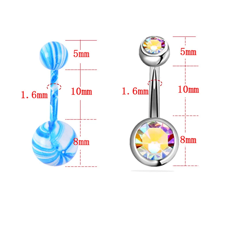 Украшения для пупка из нержавеющей стали 5 шт./10 шт./16 шт./лот