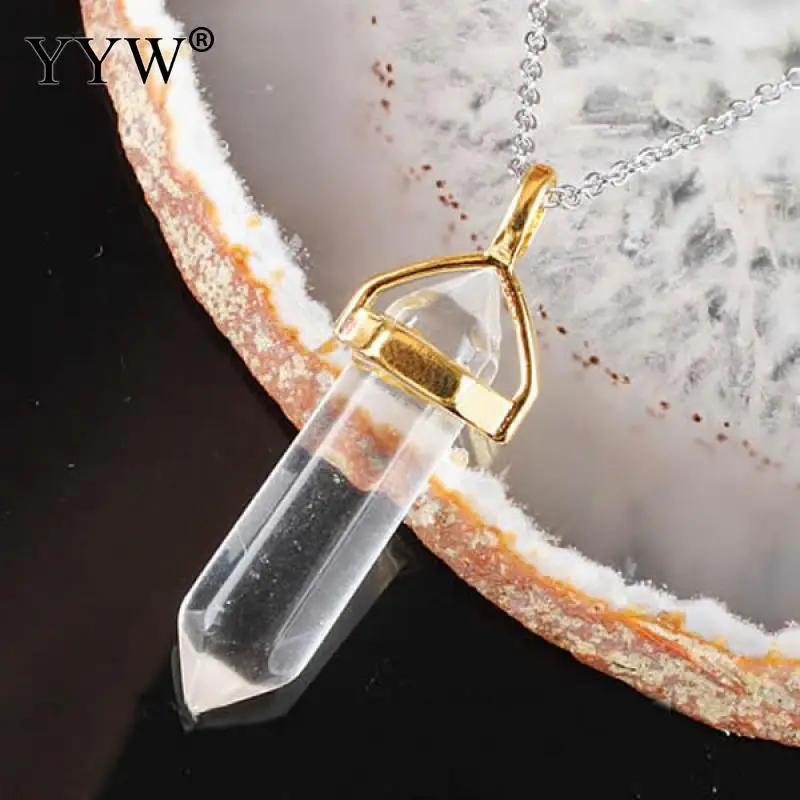 Created Fashion Colorful Quartz Vintage Bullet Necklaces Pendant Necklace Chain Crystal Natural Stone Women Jewelry Accessories | Украшения