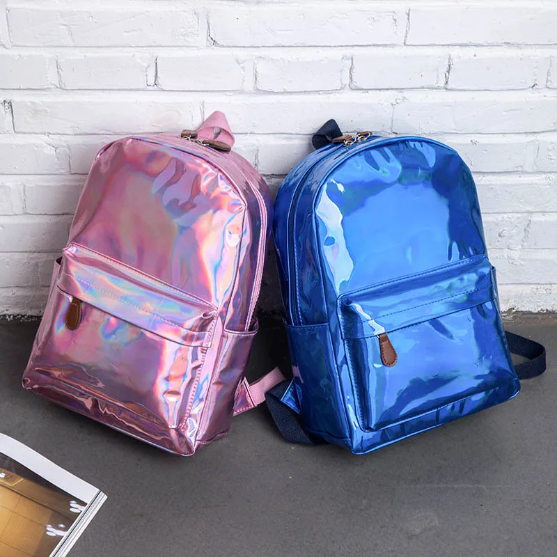 Модный кожаный рюкзак для женщин с голограммой колледжа mocholas laser backbag