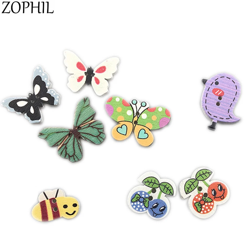 ZOPHIL 50 шт. животные мультфильм игрушки с рисунком деревянные бабочки Колт