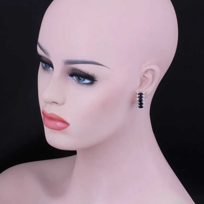 Безупречные прямоугольные черные кубические циркониевые белые CZ посеребренные