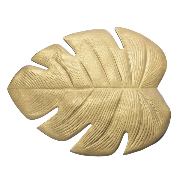 Gold 38x45cm New Brand Fake Palm Leaves Table Placemat Cup Coaster Tea Table Mat Hawaii Wedding Table Decoration Summer Party Insulated Pad - Цвет: Gold 38x45cm