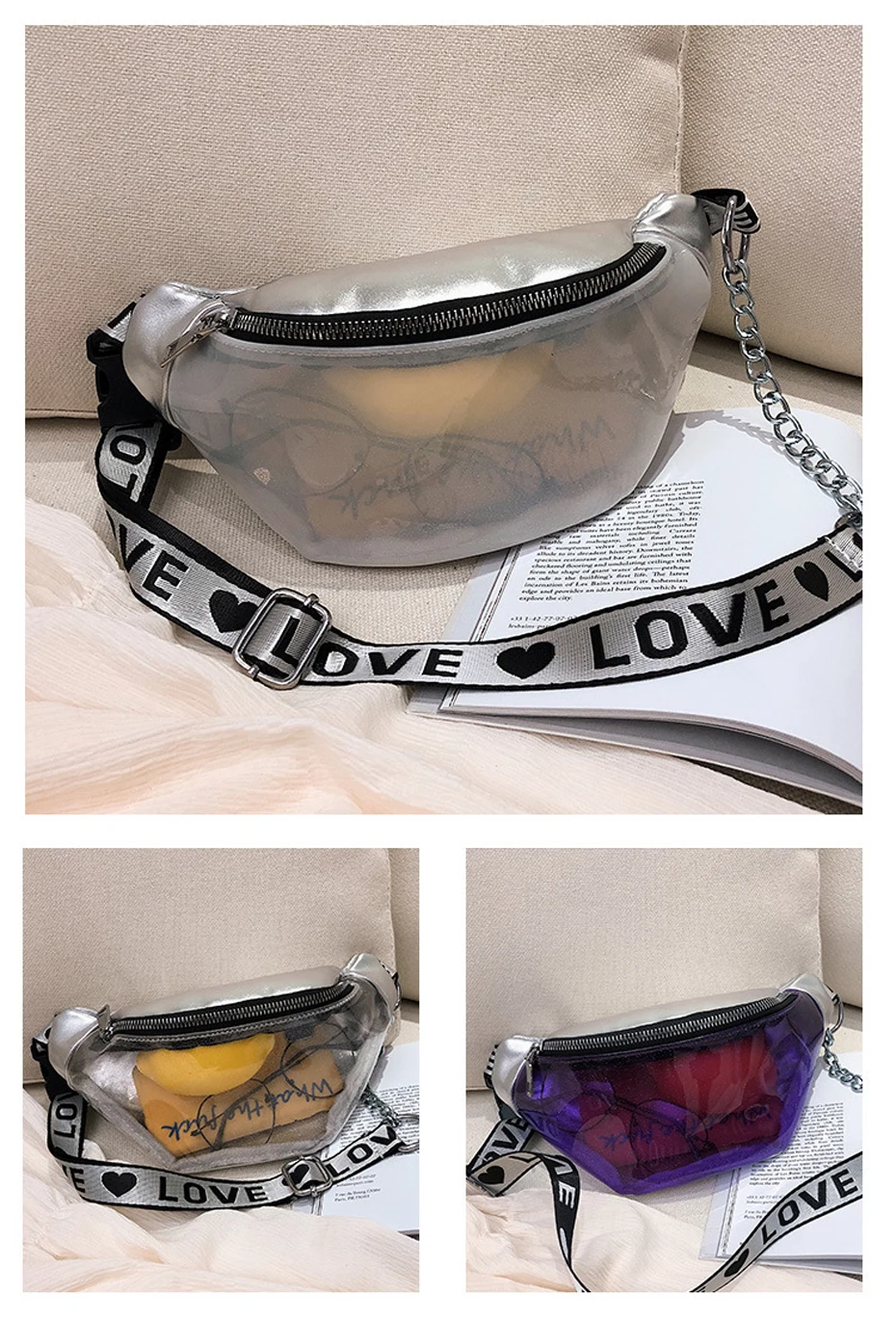 Summer Transparent Fanny Packs For Women Chain Waist Packs Ladies Small Belt Bags Female Chest Bag Travel Waist Pack