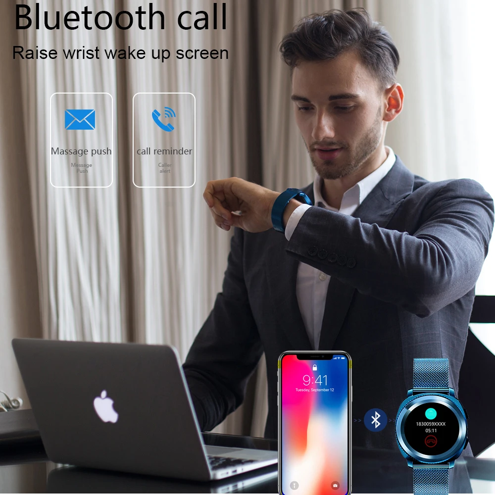 WQ L2 мужские умные часы с Bluetooth вызовом фитнес трекер пульсом IP68 водонепроницаемые