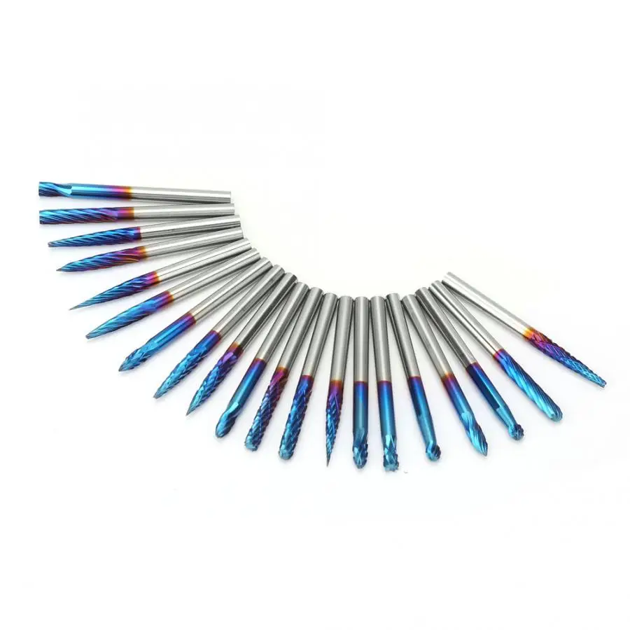 20 шт./компл. Концевая фреза из карбида вольфрама одинарный/двойной паз вращается