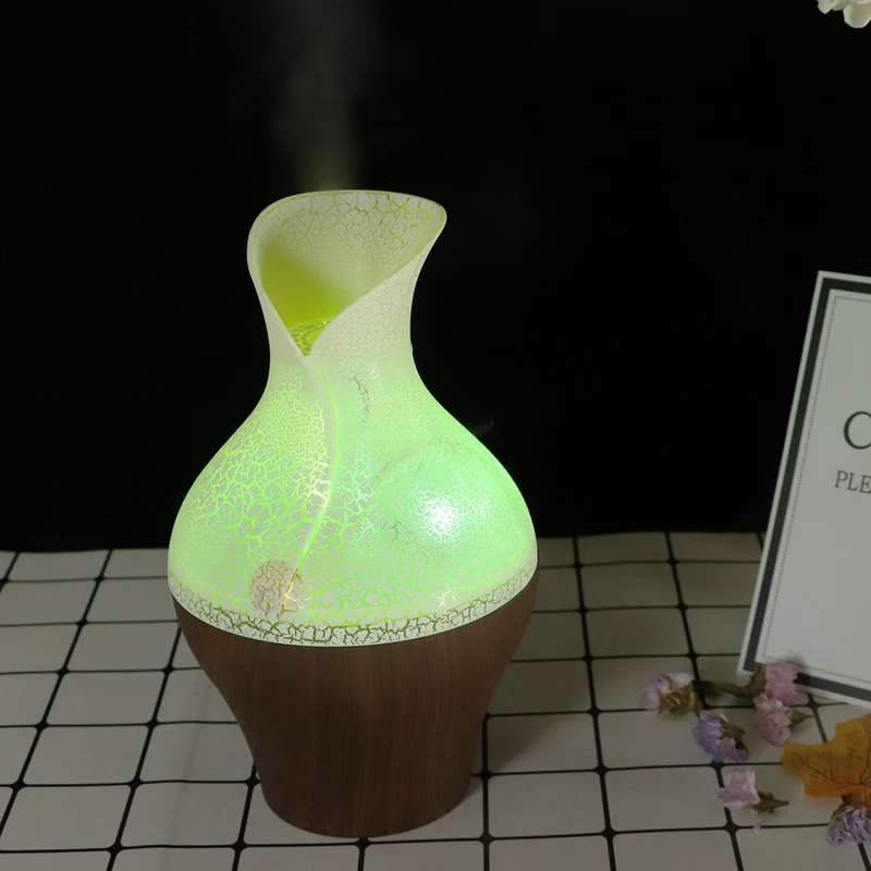 Electric Aroma Essential Oil Diffuser Ultrasonic Air Humidifier With Wood Grain 7 Color Changing Led Lights For Home Office