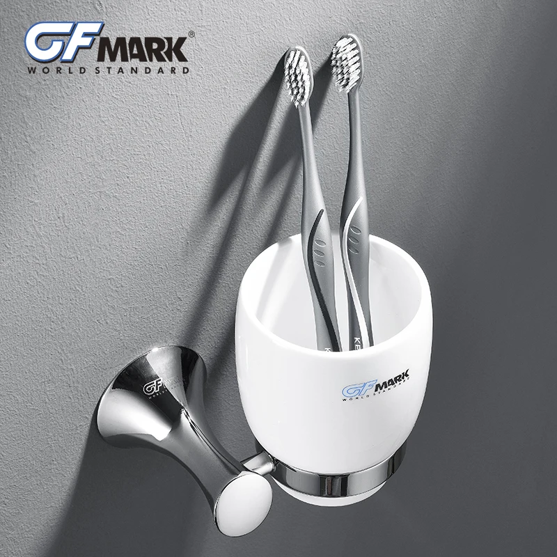 GFmark керамические держатели для чашек и стаканов хромированный, для ванной комнаты Аксессуары для оборудования настенный держатель стаканов из цинкового сплава с чашкой