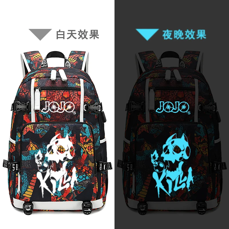 Уличный стиль JoJo Необычные Приключения Оксфорд школьные сумки usb зарядка ноутбук рюкзак Водонепроницаемый Путешествия Рюкзак холщовые сумки
