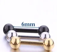 6mm Silver 1 Pair Маленькие серьги-гантели с двумя шариками, серьги-гвоздики, украшения для ушного пирсинга для унисекс, мини-Хрящ уха, аксессуары для пирсинга, 1 пара - Окраска металла: 6mm Silver 1 Pair