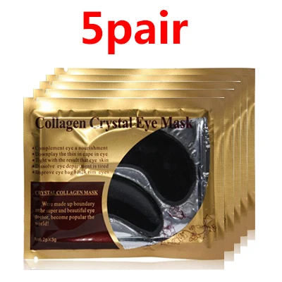 5pair black 10 шт., 5 пар, кристальная коллагеновая маска для глаз, патчи для глаз, сумка для удаления темных кругов, Черная гелевая маска для век, против старения, морщин, уход за кожей - Цвет: 5pair black