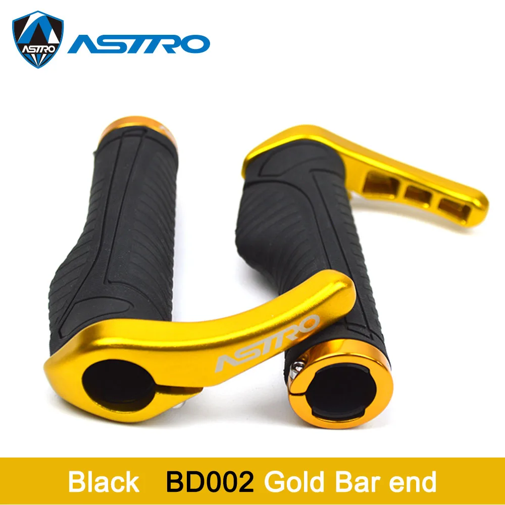Black BD002 Gold Astro велосипедная рукоятка эргономичная противоскользящая резиновая рукоятка замок-на крышке руль велосипеда 3D Алюминий MTB шоссейные велосипедные части - Цвет: Black BD002 Gold