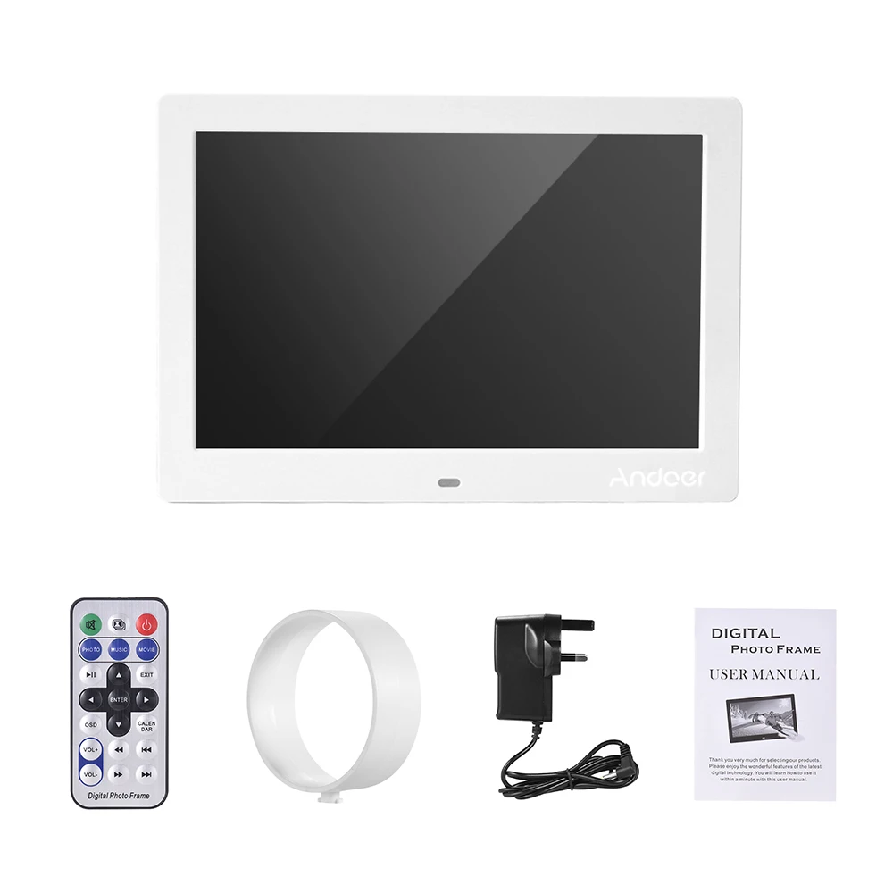 Andoer 1" Цифровая фоторамка ips полноэкранный фотоальбом 1280*800 часы календарь видеоплеер с пультом дистанционного управления