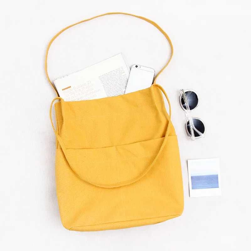 Хлопковая холщовая однотонная сумка YILE через плечо сумка-тоут для покупок