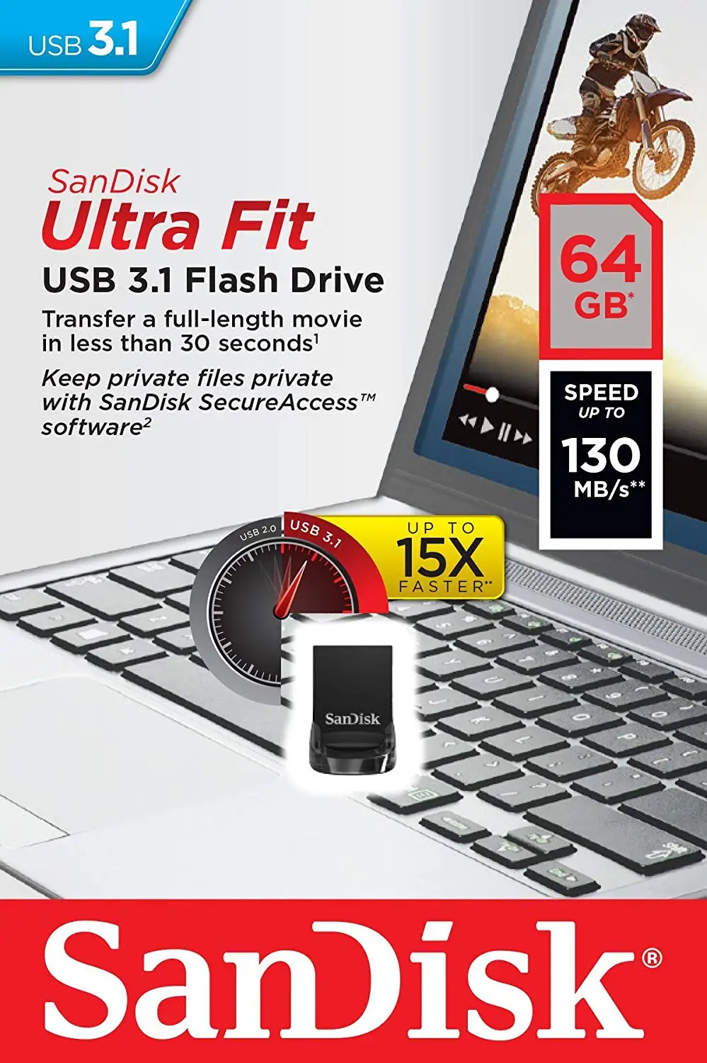 SanDisk Флешка USB 3,1 флэш-накопитель CZ430 64GB usb милый мини USB флеш-накопитель 3,1 диск на ключ usb 64 go для ноутбука
