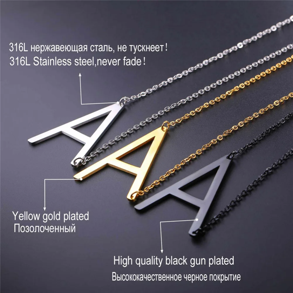 Алфавит от A до Z боковом заглавными буквами ожерелье ювелирные изделия с