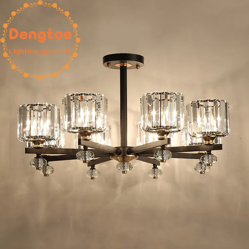 Crystal Chandelier for Living Room Dining Study Bedroom Modern Ceiling Pendant Lamp Black Iron frame | Лампы и освещение