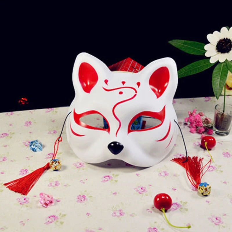 Женская Аниме полулицевая маска лисы японское аниме ручная роспись Kitsune Хэллоуин
