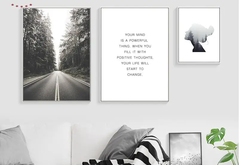 Скандинавский плакат холст печать лес шоссе цветок плакаты и принты настенные