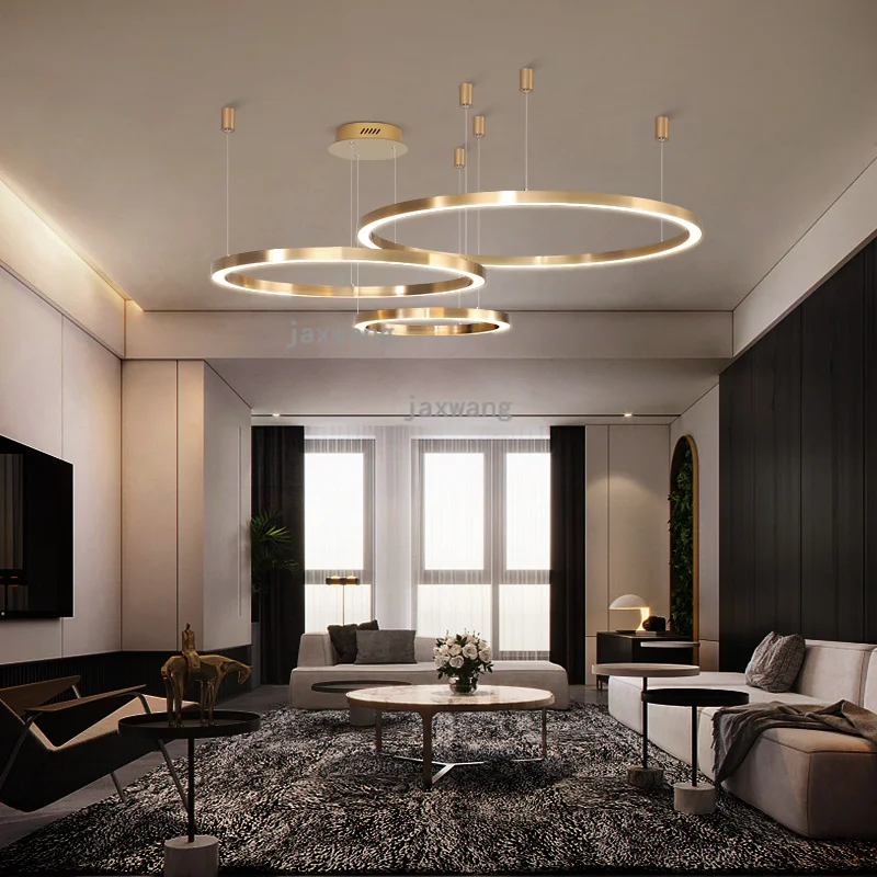 Postmodern Luxury pendant lights Brief 2019 New Nordic Style Art hanglamp Creative ring Living Room lustre lamp lighting |