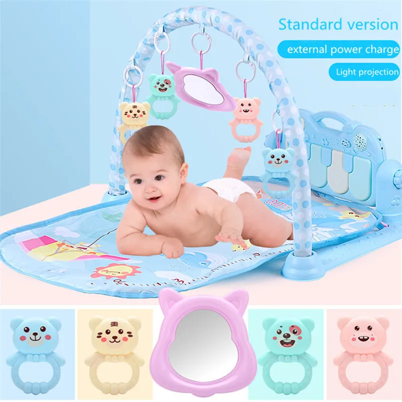 blue Детский игровой коврик детский коврик развивающие игрушки, мозаика коврик с клавиатурой пианино милый игровой коврик с животными детский спортивный коврик для ползания игрушки - Цвет: blue