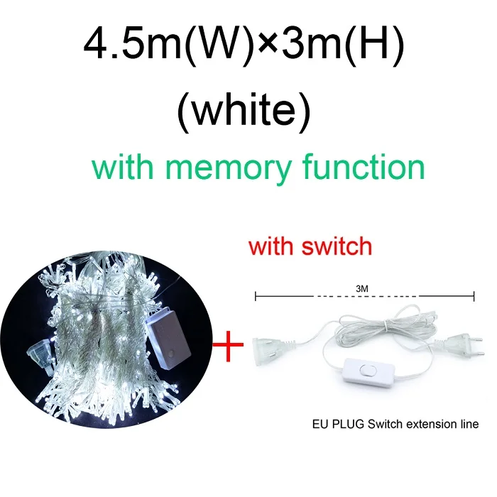 White with line2 4,5 м x 3 м 304 светодиодов для дома, улицы, праздника, Рождества, декоративные свадебные, рождественские гирлянды, сказочные гирлянды, гирлянды, вечерние гирлянды - Испускаемый цвет: White with line2