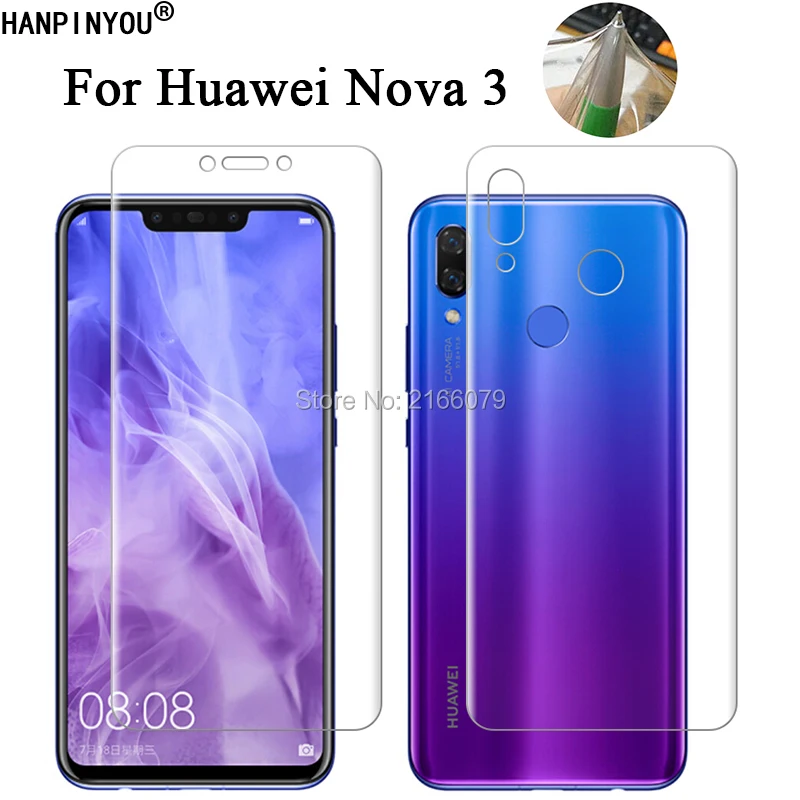 

For Huawei Nova 3 Nova3 6.3" Soft TPU Front Back Full Cover Screen Protector Transparent Protective Film Guard + Clean Tools