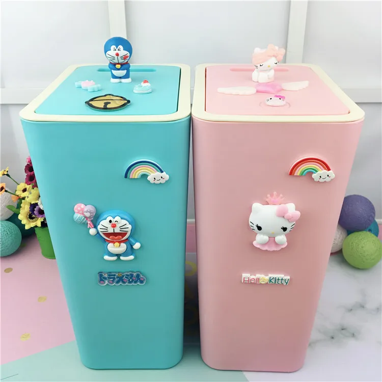 8л/12л hello kitty мусорный бак с крышкой прокатки и прессования типа кухня гостиная ванная комната хранение мусора корзина пластиковый мусорный бак