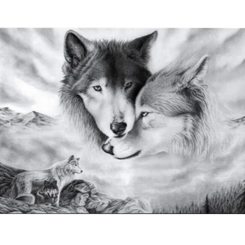 

5D DIY Full Round Drill Diamond Painting Wolf Pattern Needlework Cross Stitch Embroidery Mosaic Drill icon