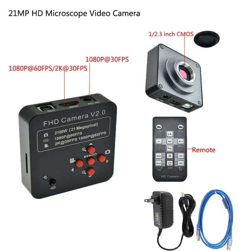 21MP 60FPS HDMI USB цифровой промышленный видео микроскоп с камерой набор системы 10-180X C крепление объектива для телефона PCB пайки