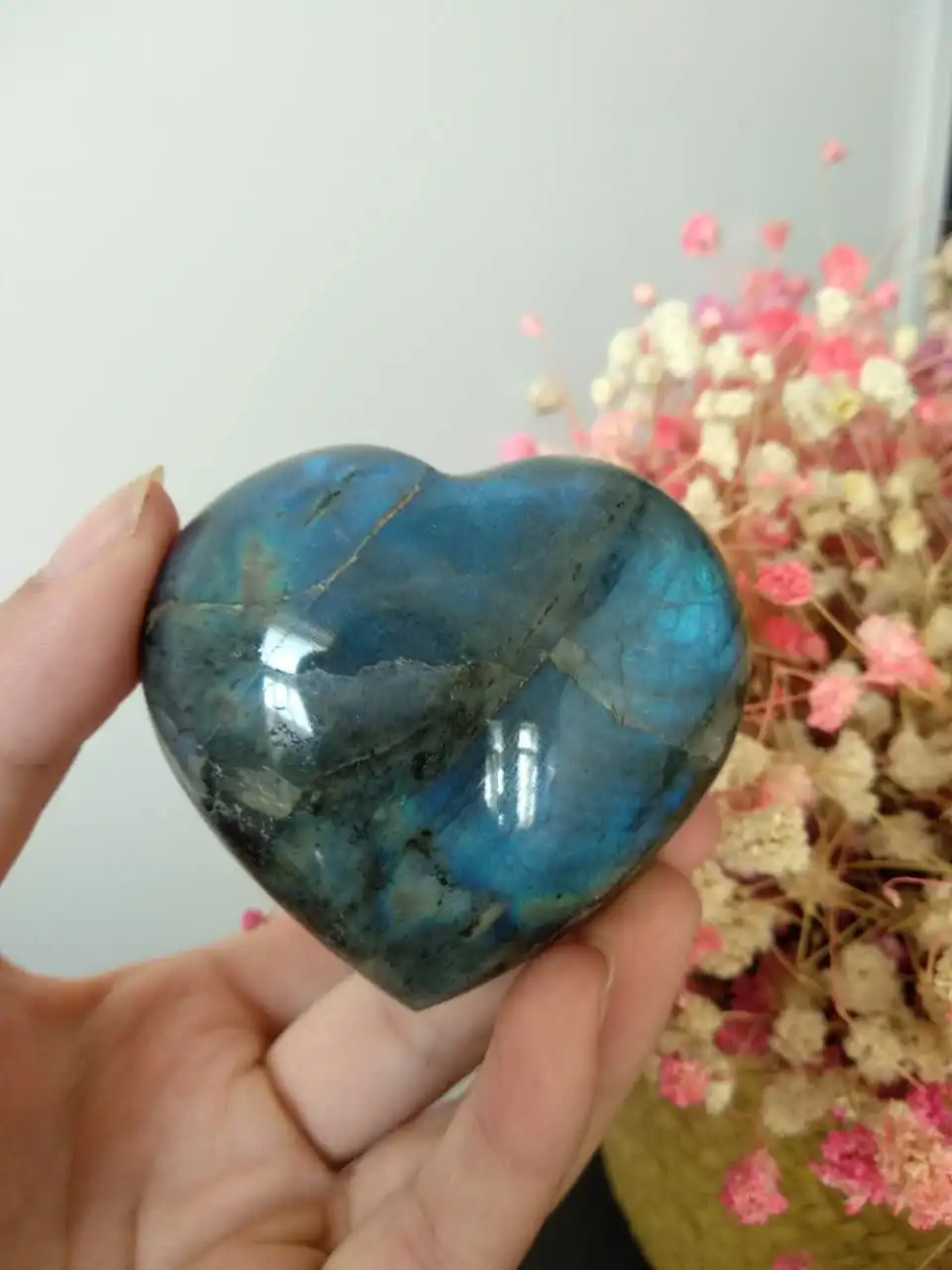 137g Natural Beautiful Rainbow Flash Labradorite Stone Crystal Heart Healing | Дом и сад