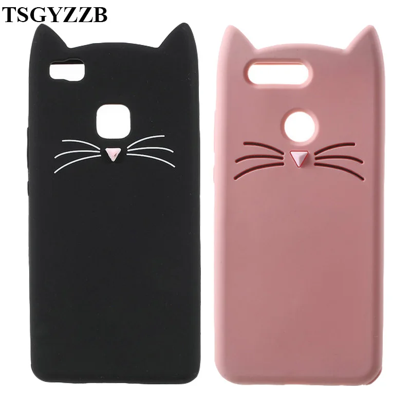 

3D Cartoon Phone Case For Huawei Honor 7C AUM-L41 7A Pro 8A Y5 2018 Y6 Prime Y7 2019 Cute Cat Ears Soft Silicone Back Cover