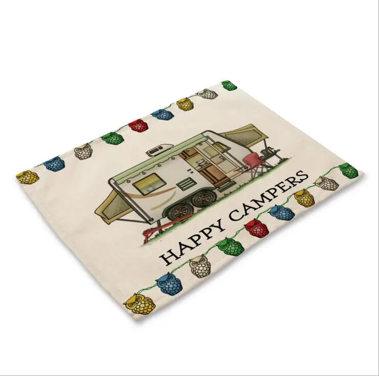 6 Happy campers коврик из ткани для украшения стола коврик для кухни posavems Manteles индивидуальные Onderzetters H090 - Цвет: 6