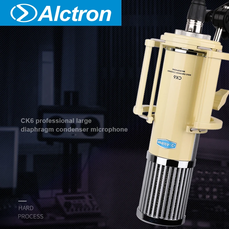 Alctron CK6 высокопроизводительный конденсаторный микрофон с 34 мм большой золотой диафрагмой для веб-каста караоке радио Запись микрофон