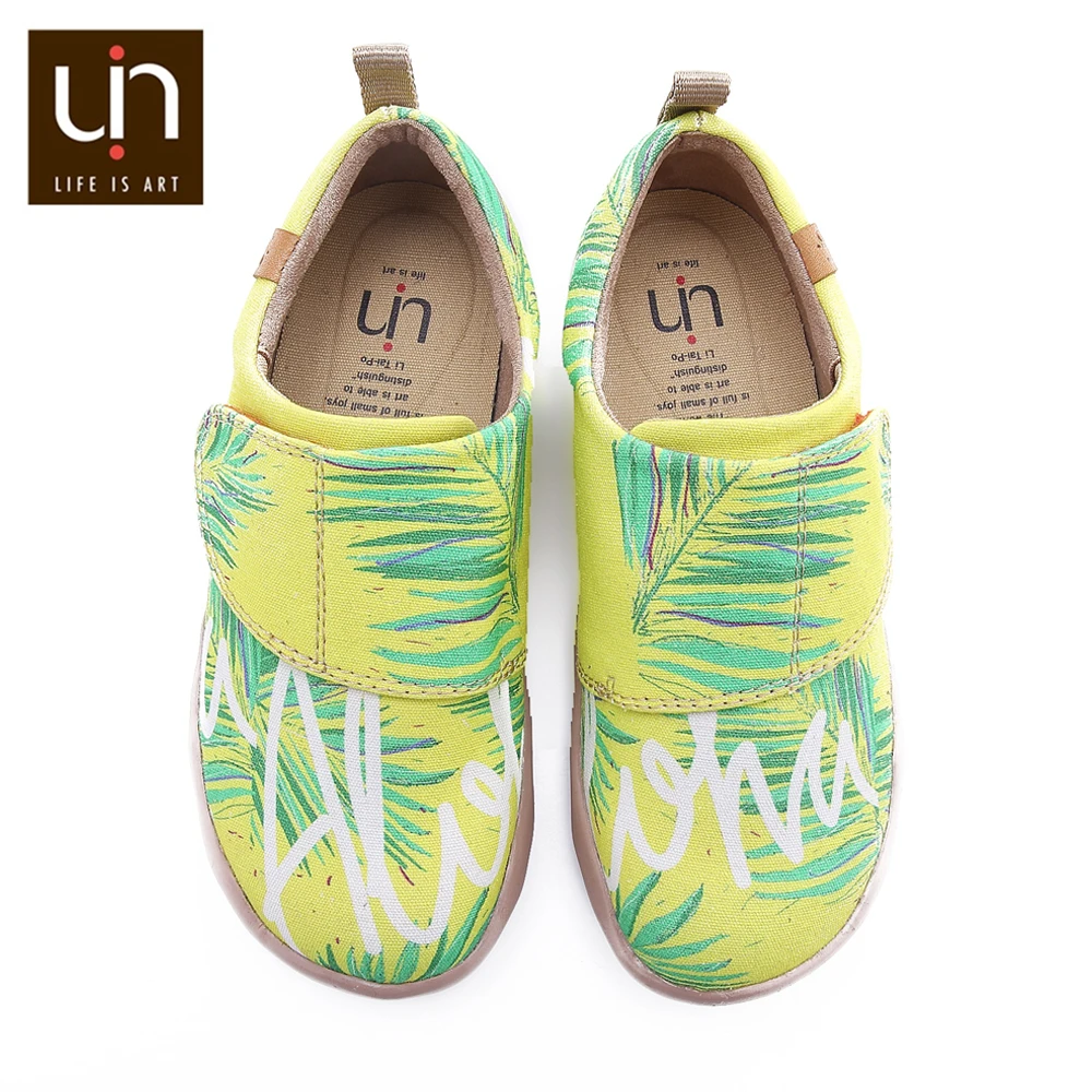 

UIN The Wind Design Painted Casual Shoes Toddler Hook & Loop Soft Canvas Flats for Boys/Girls Outdoor Little Kids Shoes Sneakers