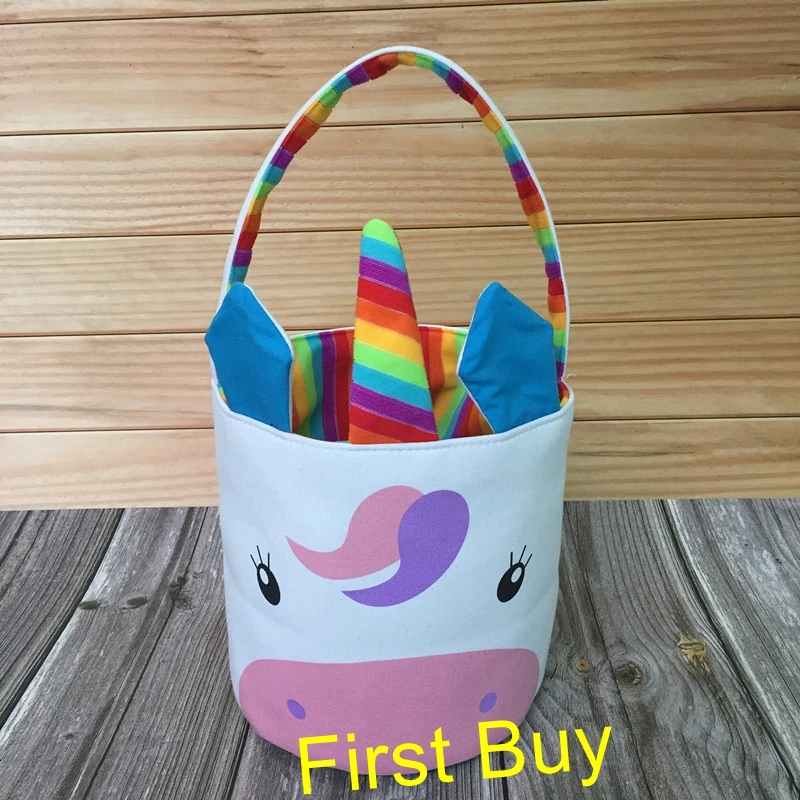 20pcs/lot Wholesale 2019 newest canvas tote basket fashion easter tail bukets children monogram bunny unicorn bucket | Дом и сад