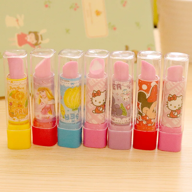 1 шт. принцессы с рисунком Kitty фруктов Lip stick Форма Новинка Ластики резиновая