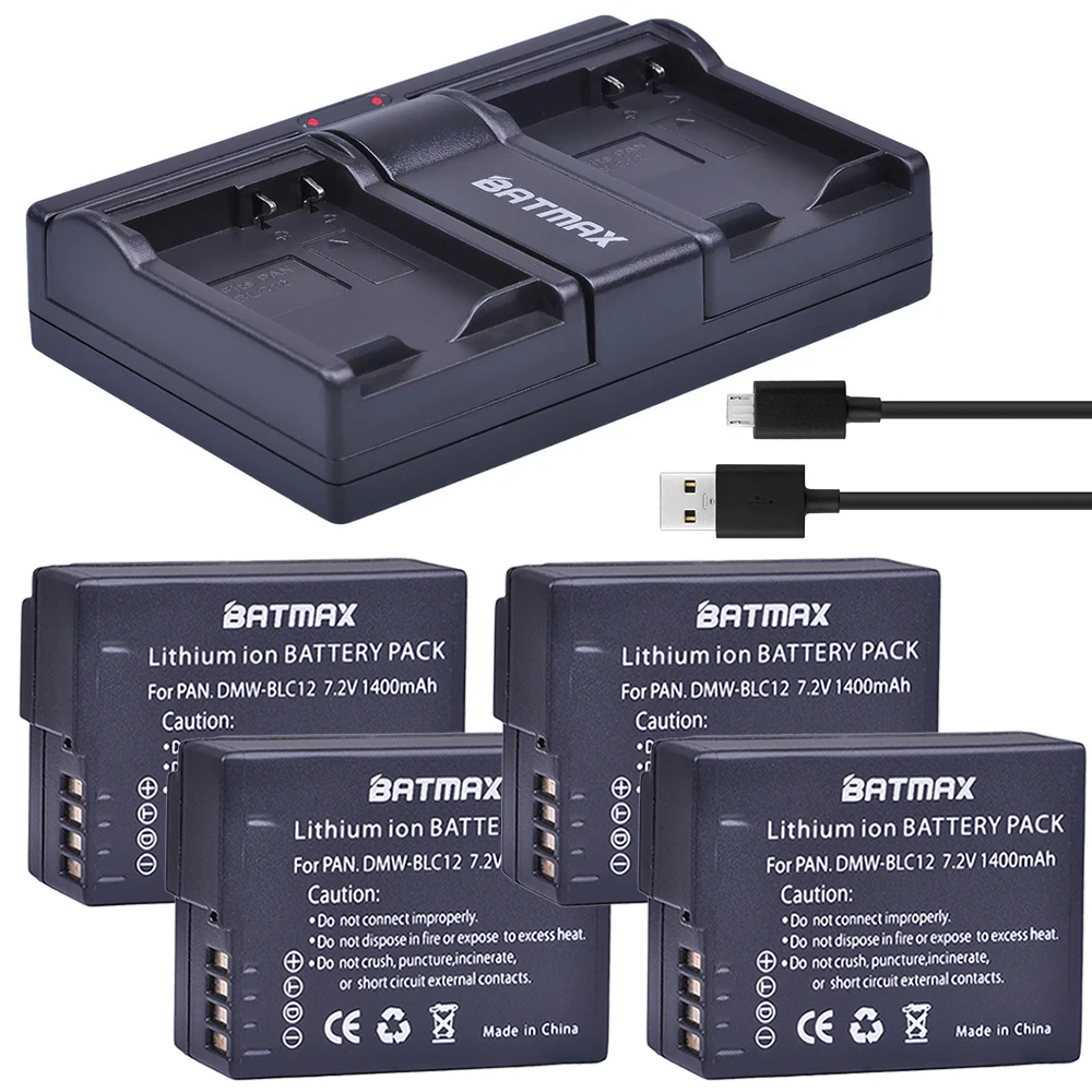 4 шт. 1400mAhDMW BLC12 DMW аккумуляторная батарея + USB двойное зарядное устройство для Panasonic