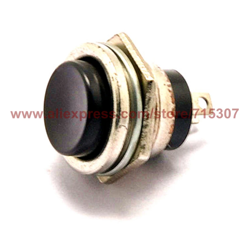 Черный круглый кнопочный переключатель PHISCALE 10 шт. сброса DS-212 16 мм не фиксирующий