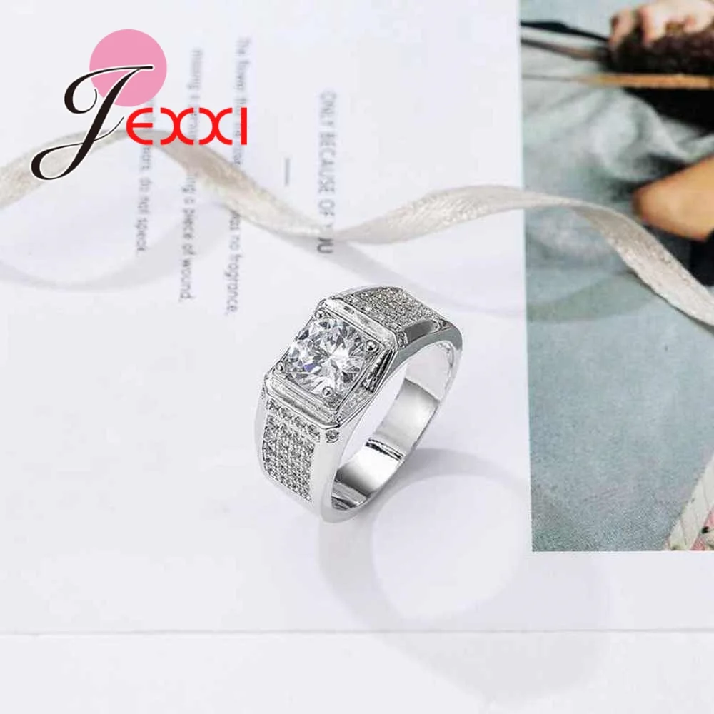 Мужские кольца серебряные ювелирные изделия простой дизайн модные прозрачный