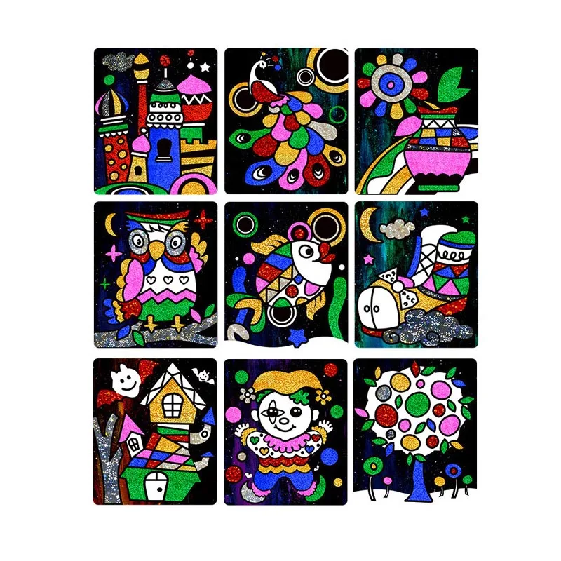 Magic-9pcs 20 шт. волшебные игрушки для рисования блестящая бумага художественная Живопись карты креативные детские раскраски DIY ремесло Обучающие Развивающие игрушки для детей - Цвет: Magic-9pcs