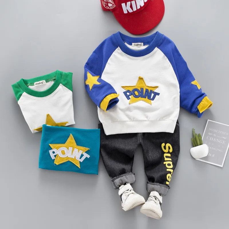 0-4 years High quality boy girl clothing set 2019 new spring fashion active sport kid suit children baby T-shirt+pant | Детская одежда