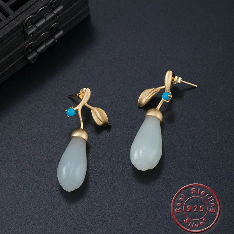 Женские серьги ручной работы Amxiu из серебра 925 пробы с натуральными камнями