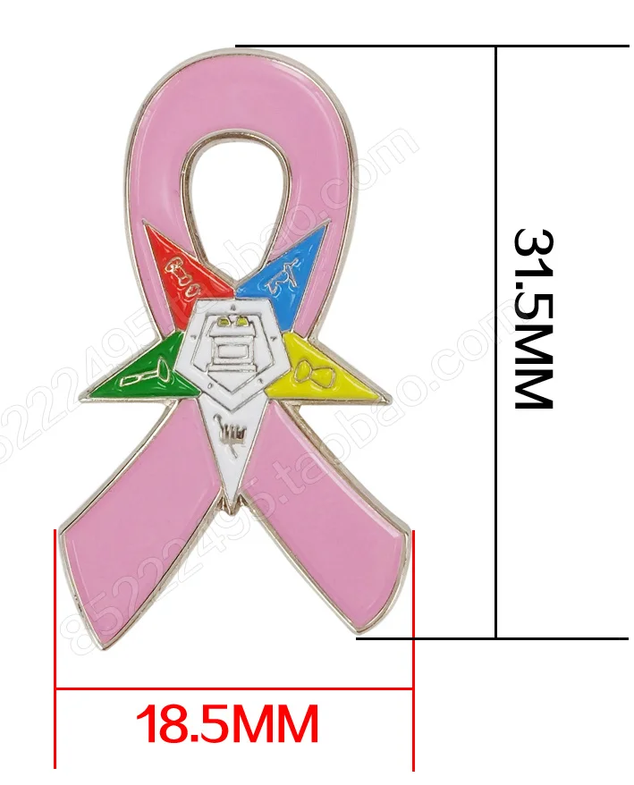 Осведомленность о раке молочной железы Eastern Star OES Pink значок в виде ленты