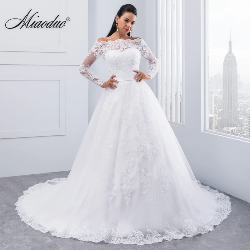 

Miaoduo Long Sleeve Lace Wedding Dress Vestidos De Novia 2022 Ball Gown Wedding Dresses Robe De Mariage Bridal Gowns bruidsjurk