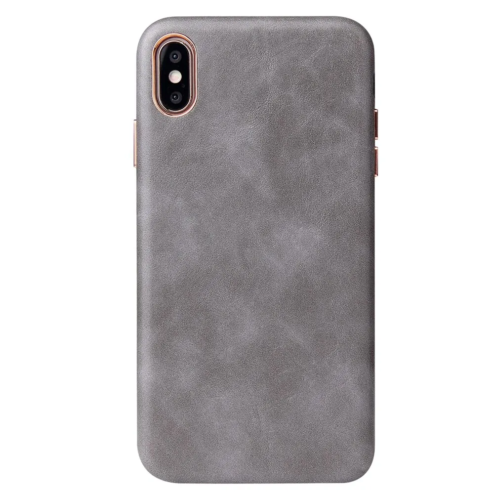 Grey Eqvvol Роскошный кожаный чехол для iPhone 8, 7 Plus, 6, 6 s, однотонная цветная крышка для iPhone X, XS MAX, XR, мягкий чехол с краями, жесткий чехол из поликарбоната - Цвет: Grey