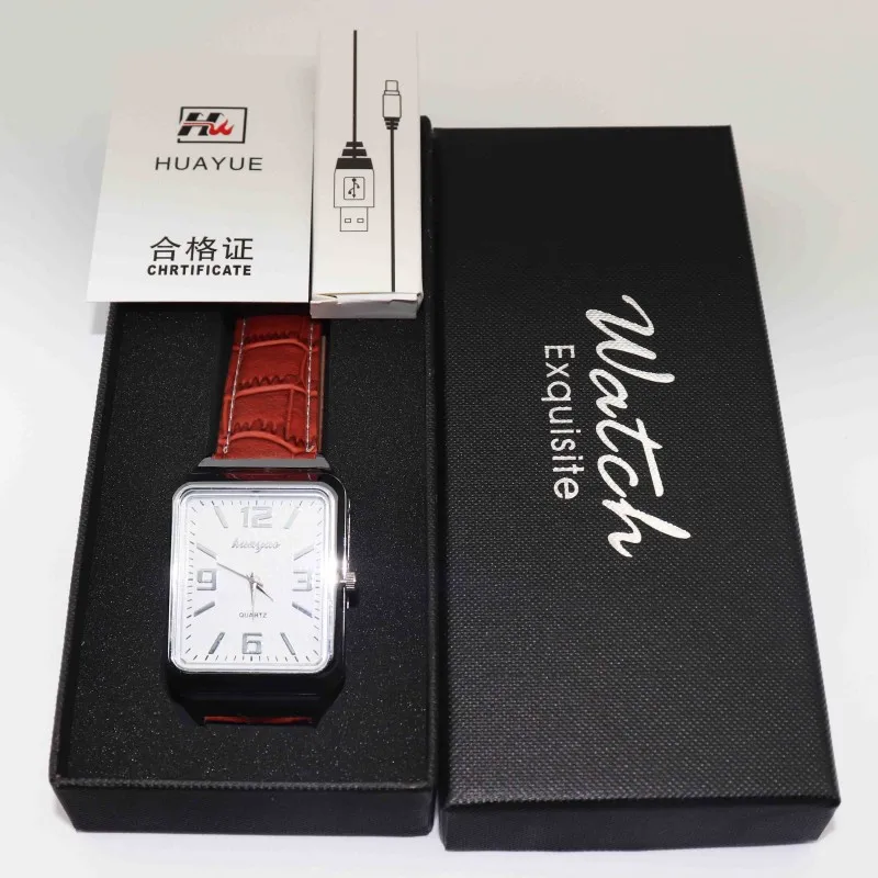 brown with gift box Зажигалка часы мужские спортивные часы кварцевые часы модные usb зарядка беспламенные зажигалки часы мужские F777 1 шт - Цвет: brown with gift box